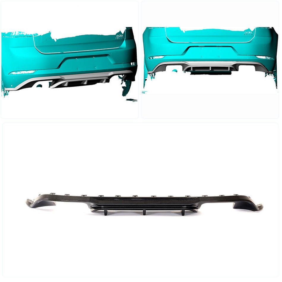 Volkswagen VW Golf 7.5 MK7.5 Base/GTI 2018-2020 Rear Bumper Diffuser Carbon Fiber-Ahacarbon