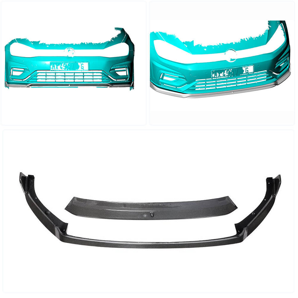 Volkswagen VW Golf 7.5 MK7.5 R R-Line Hatchback 2017-2019 Front Bumper Lip Carbon Fiber-Ahacarbon