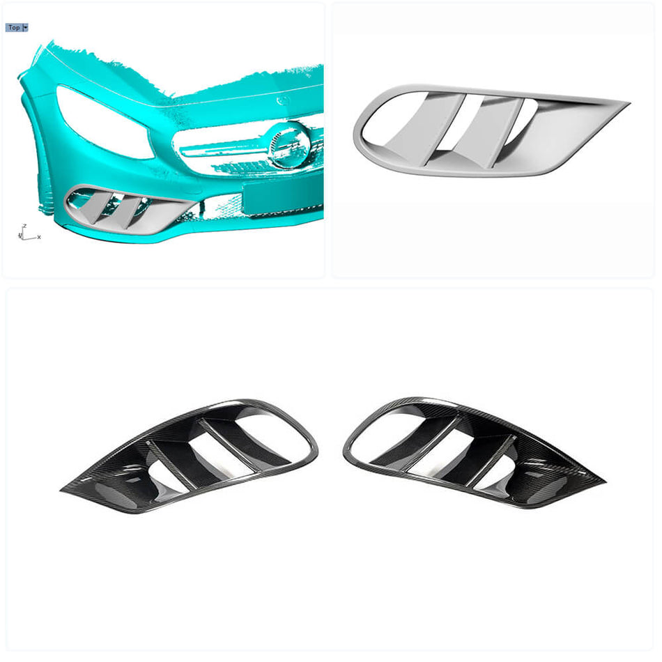 Mercedes Benz C217 S500 S550 Sport Pre-facelift 2015-2017 Fog Light Covers Dry Carbon Fiber-Ahacarbon