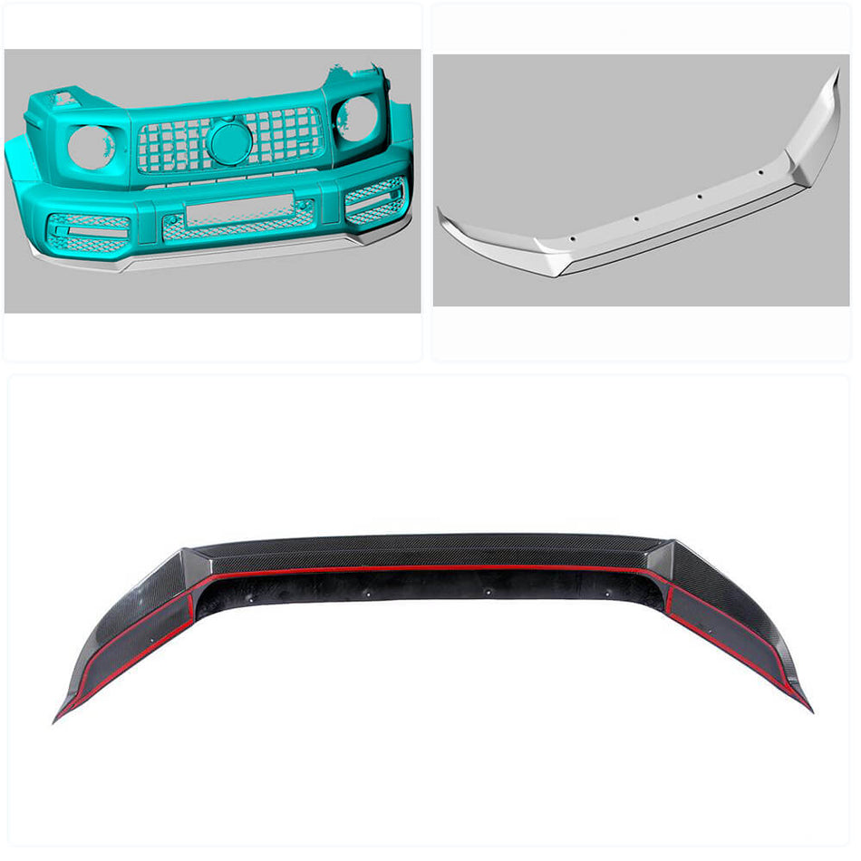 For Mercedes Benz G Class W463 G63 AMG Wagon 2019UP Carbon Fiber Front Bumper Lip Chin Spoiler-Ahacarbon
