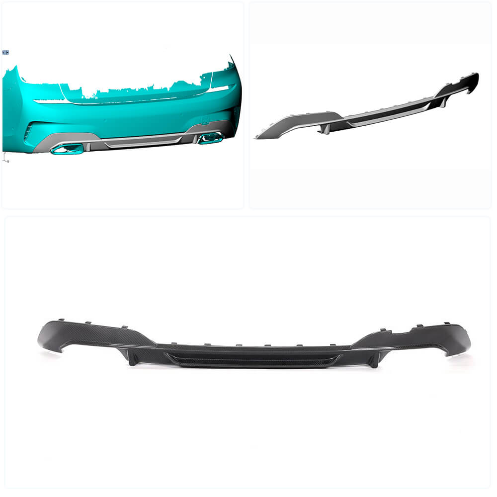 BMW 3 Series G20 320i 330i 330e M Sport 2019-2021 Rear Bumper Diffuser Carbon Fiber-Ahacarbon