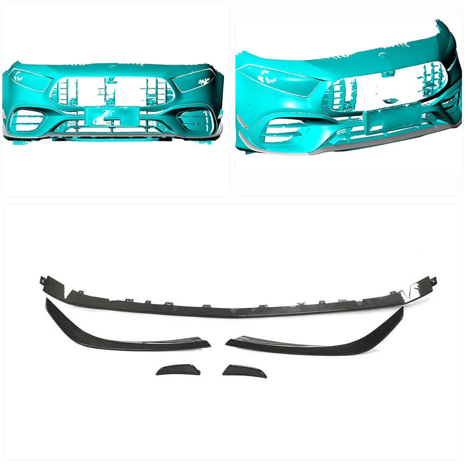 Mercedes Benz W177 V177 A45 AMG S Sedan Front Bumper Lip Carbon Fiber-Ahacarbon