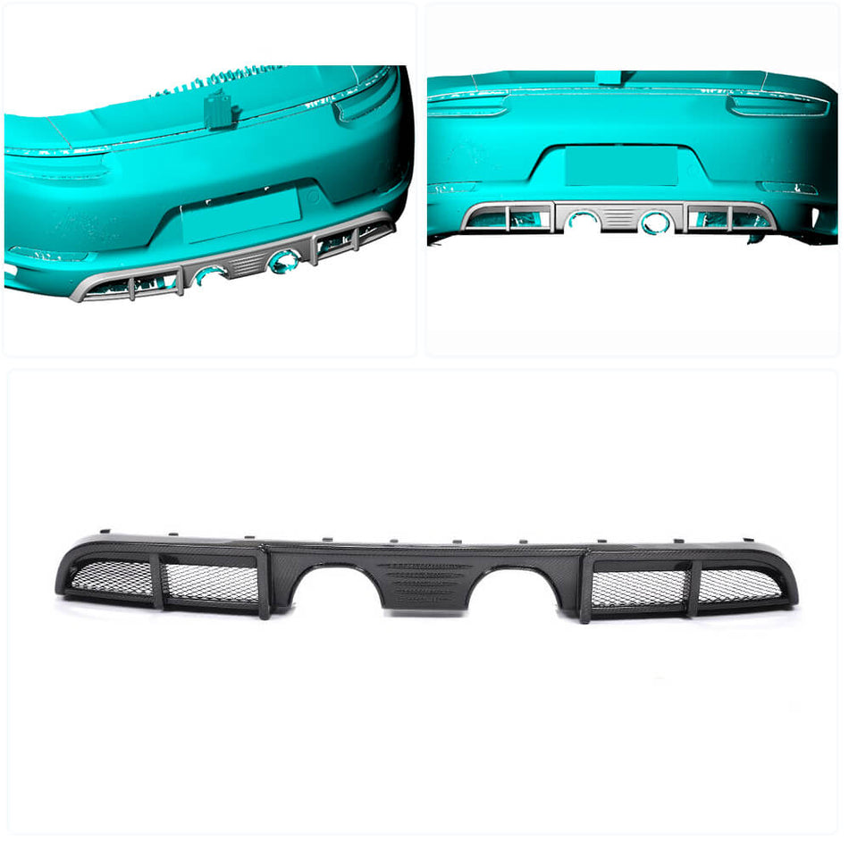 Porsche 911 Carrera 4 GTS 2017 Rear Bumper Diffuser Lip Carbon Fiber-Ahacarbon