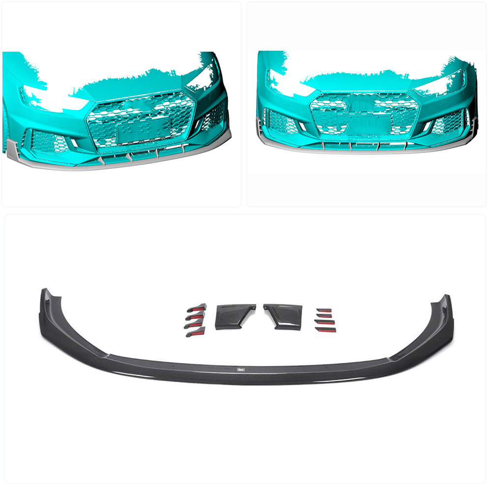 Audi RS4 B9 Typ 8W Avant 2019UP Front Bumper Lip Dry Carbon Fiber-Ahacarbon
