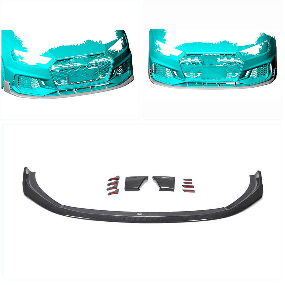 Audi RS4 B9 Typ 8W Avant 2019UP Front Bumper Lip Dry Carbon Fiber-Ahacarbon