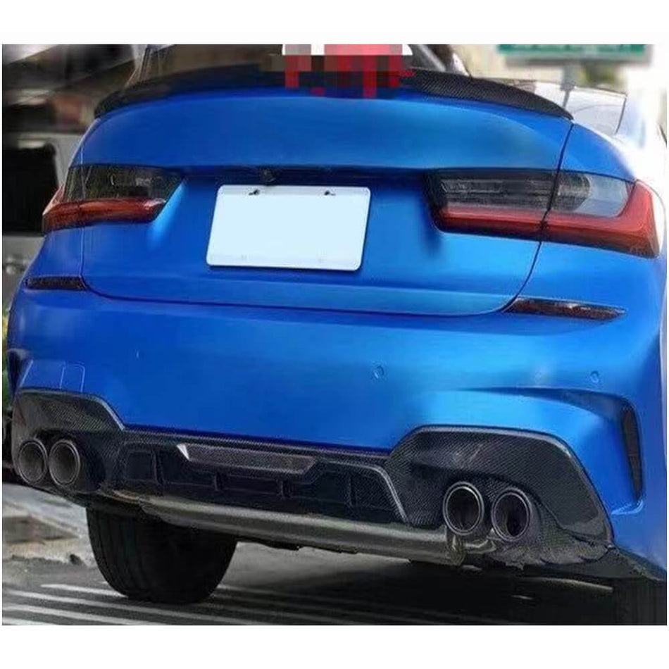 BMW 3 Series G20 330i M Sport 2019-2021 Rear Bumper Diffuser Carbon Fiber-Ahacarbon