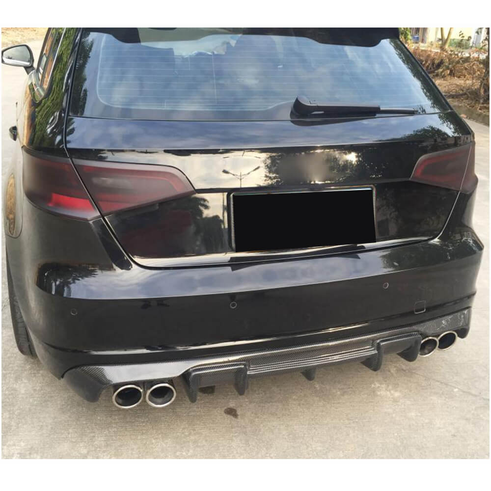 Audi S3 A3 Sline 8V Hatchback Pre-facelift 2014-2016 Rear Bumper Diffuser Carbon Fiber-Ahacarbon