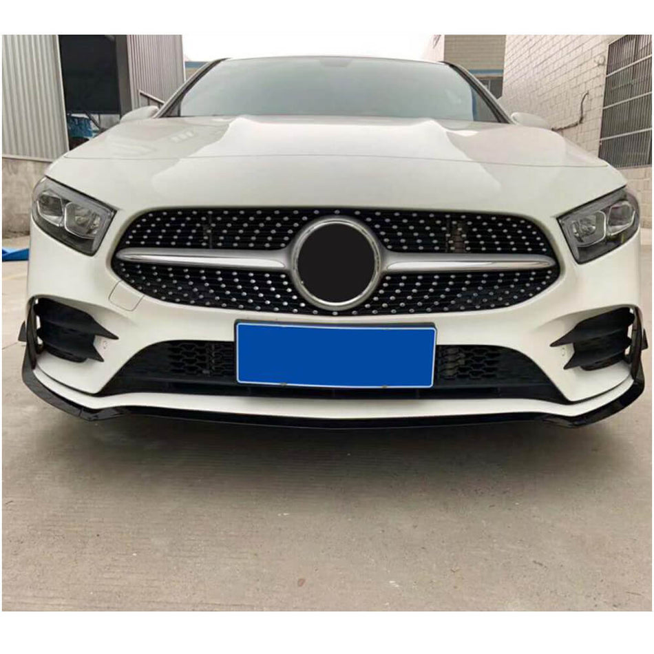 Mercedes Benz A Claa (W177) V177 A200 A250 Sport Sedan 2019-2021 Front Bumper Lip Carbon Fiber-Ahacarbon