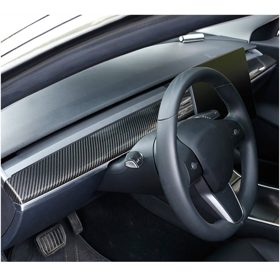 Tesla Model 3 & Y 2018-2022 Interior Dashboard Decoration Covers Dry Carbon Fiber-Ahacarbon
