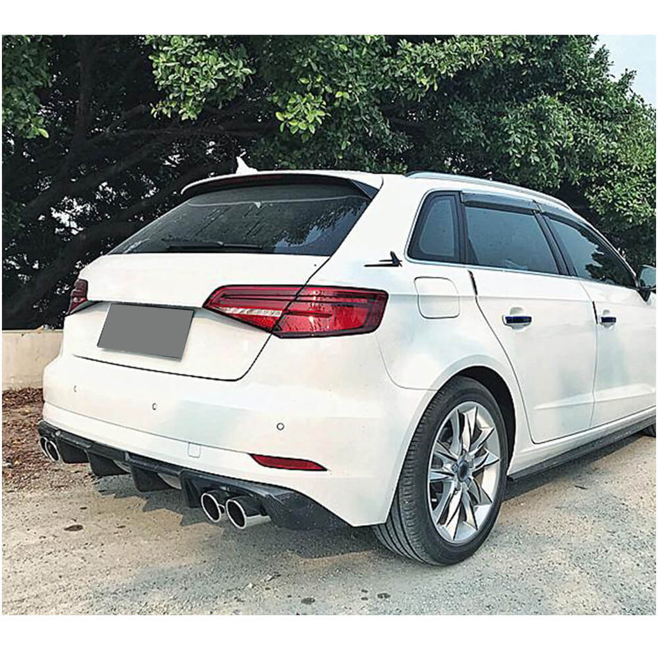 Audi A3 Base 8V.5 Hatchback 2017-2020 Rear Bumper Diffuser Carbon Fiber-Ahacarbon