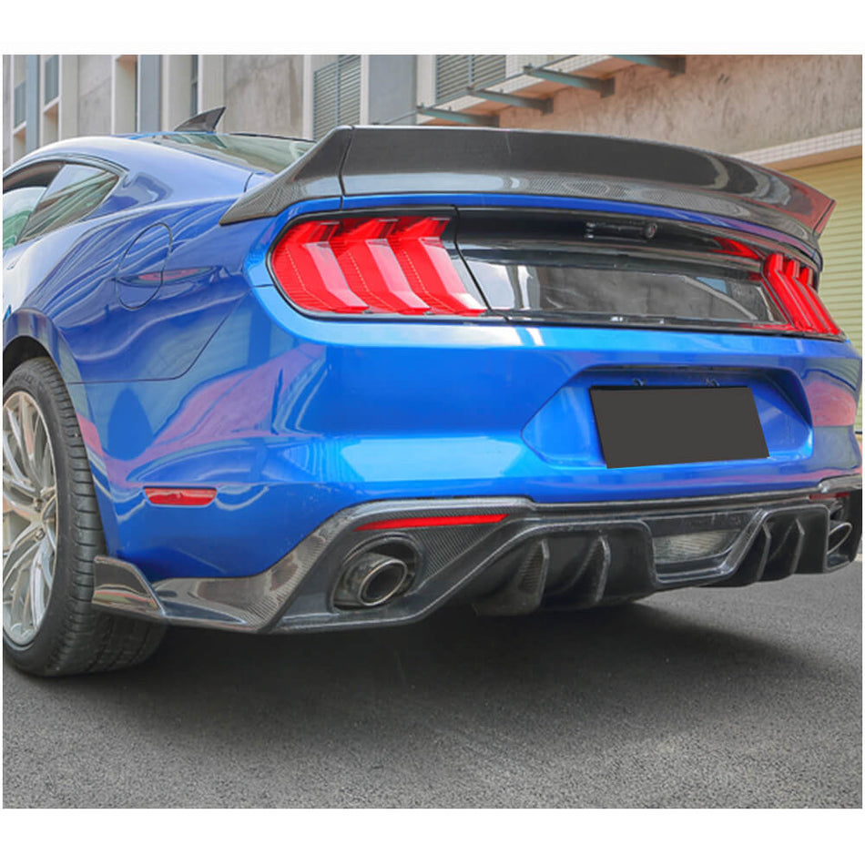 Ford Mustang V8 GT 2018-2020 Rear Bumper Diffuser Carbon Fiber-Ahacarbon