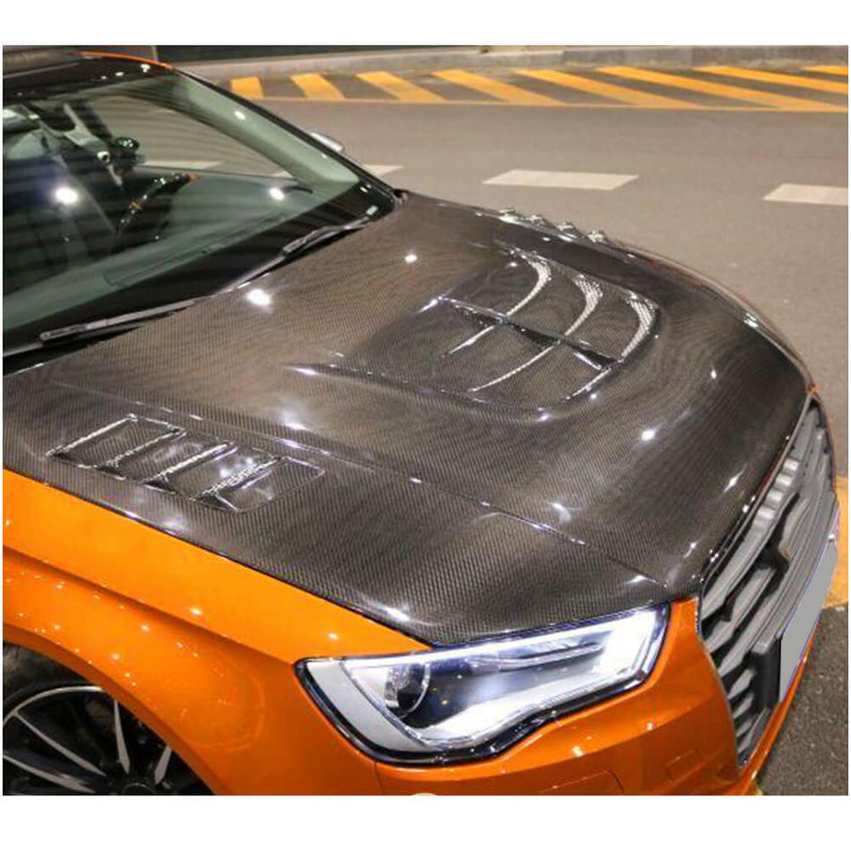 Audi A3 Sline S3 8V Pre-facelift 2014-2016 Engine Bonnet Hood Cover Carbon Fiber-Ahacarbon