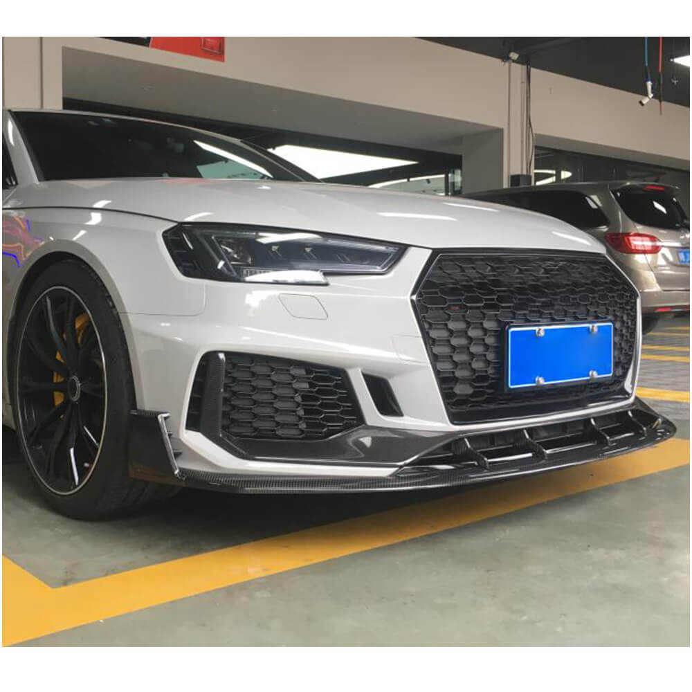 Audi RS4 B9 Typ 8W Avant 2019UP Front Bumper Lip Dry Carbon Fiber-Ahacarbon
