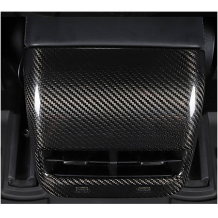 Tesla Model 3 Rear Back Seat Aircondition Moulding Dash Covers Dry Carbon Fiber-Ahacarbon