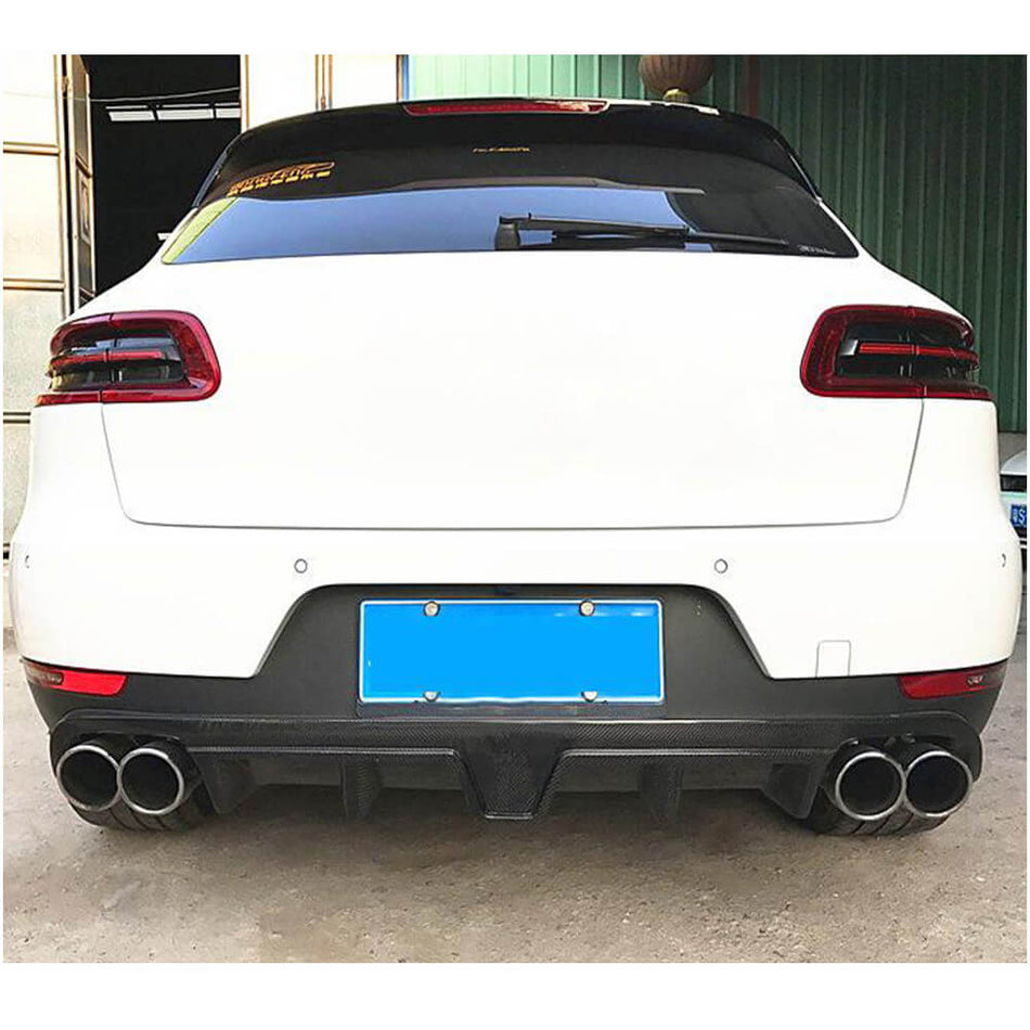 Porsche Macan 2014-2020 Carbon Fiber Rear Bumper Diffuser Valance Lip with Brake Light-Ahacarbon
