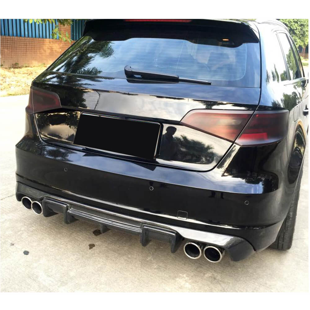 Audi S3 A3 Sline 8V Hatchback Pre-facelift 2014-2016 Rear Bumper Diffuser Carbon Fiber-Ahacarbon