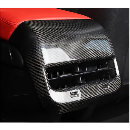 Tesla Model 3 Rear Back Seat Aircondition Moulding Dash Covers Dry Carbon Fiber-Ahacarbon