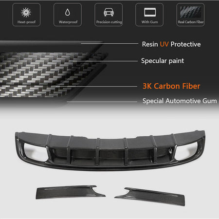 Audi S4 Sedan 2017-2020 Rear Bumper Diffuser With Splitters Carbon Fiber-Ahacarbon
