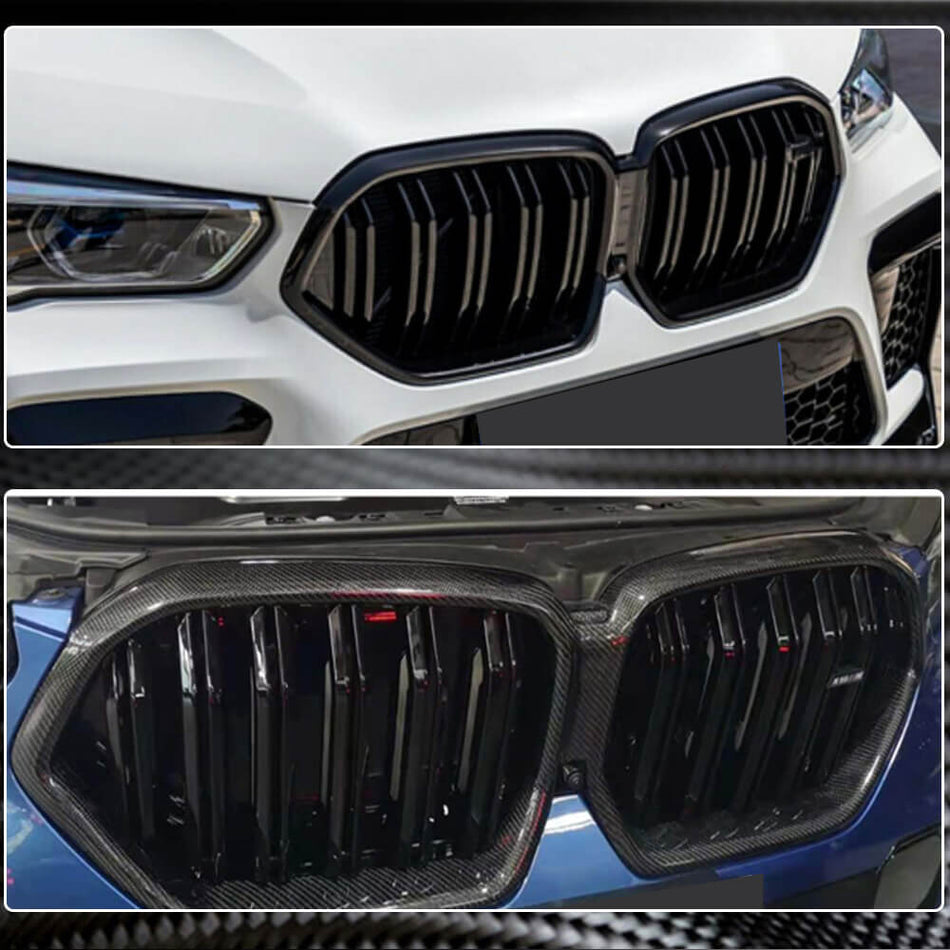BMW X6 G06 F96 X6M 2020+ Front Grille Dual Slat Carbon Fiber-Ahacarbon