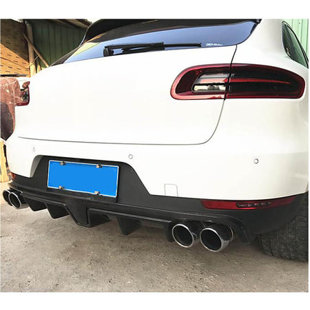 Porsche Macan 2014-2020 Carbon Fiber Rear Bumper Diffuser Valance Lip with Brake Light-Ahacarbon