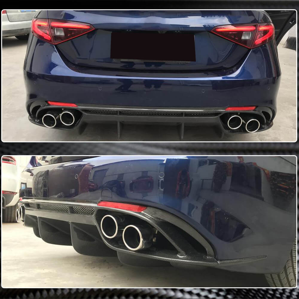 Alfa Romeo Giulia 952 Base 2015-2021 Rear Bumper Diffuser Carbon Fiber-Ahacarbon