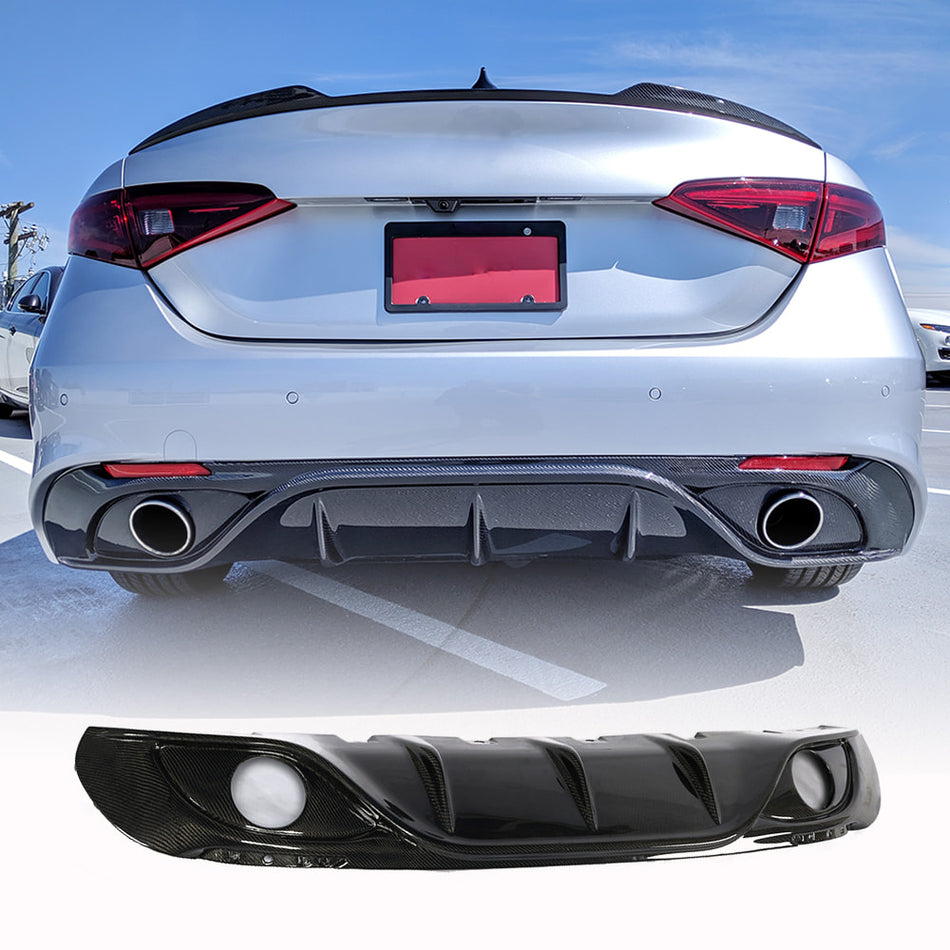 Alfa Romeo Giulia 952 Ti Sport 2015-2020 Rear Bumper Diffuser Carbon Fiber-Ahacarbon