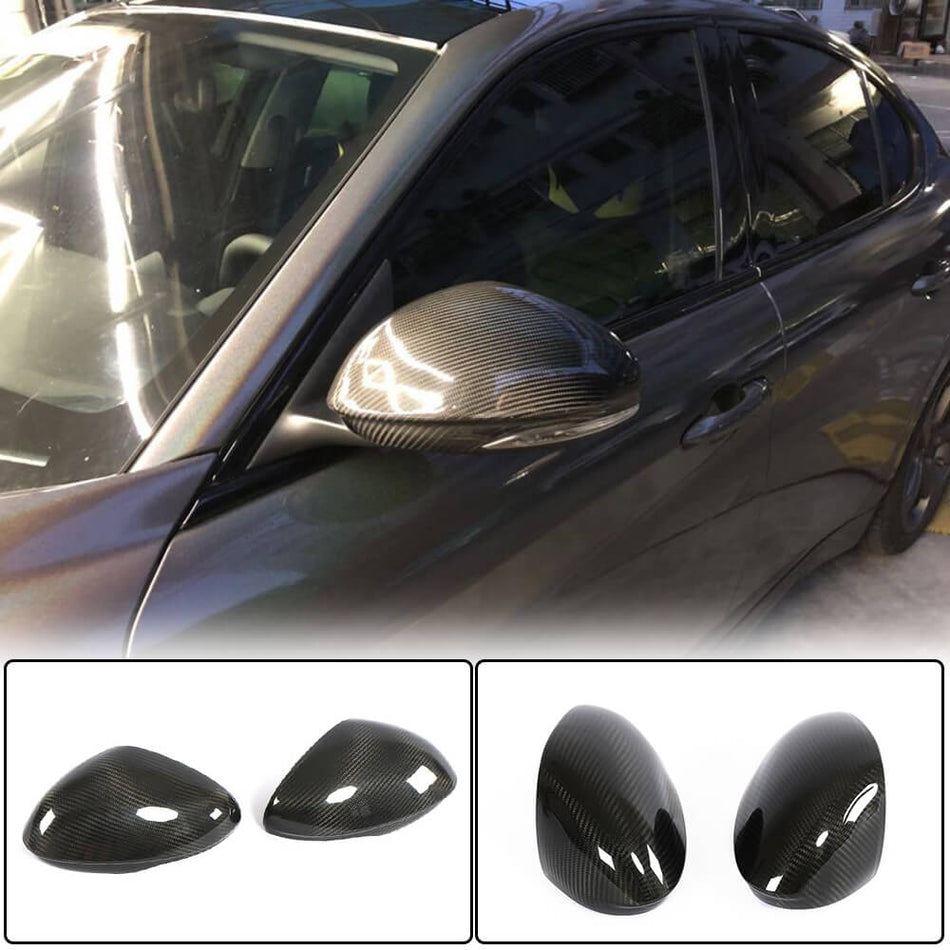 Alfa Romeo Giulia 952 2015-2020 Mirror Covers Add-on Style Dry Carbon Fiber-Ahacarbon