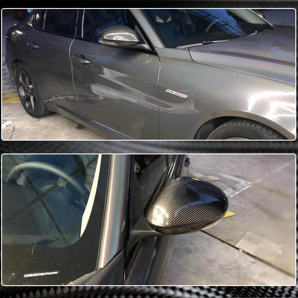 Alfa Romeo Giulia 952 2015-2020 Mirror Covers Add-on Style Dry Carbon Fiber-Ahacarbon
