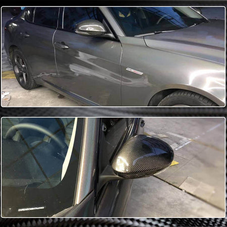 Alfa Romeo Giulia 952 2015-2020 Mirror Covers Add-on Style Dry Carbon Fiber-Ahacarbon