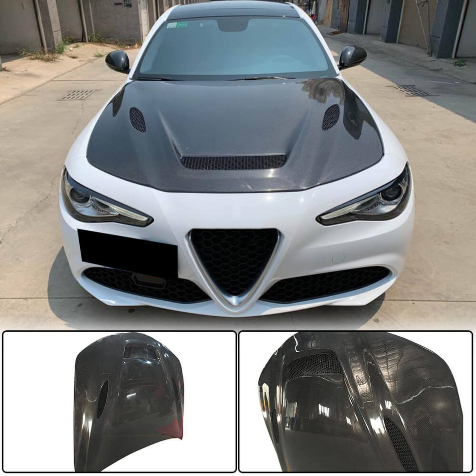 Alfa Romeo Giulia 952 2015-2022 Engine Bonnet Hood Cover Carbon Fiber-Ahacarbon