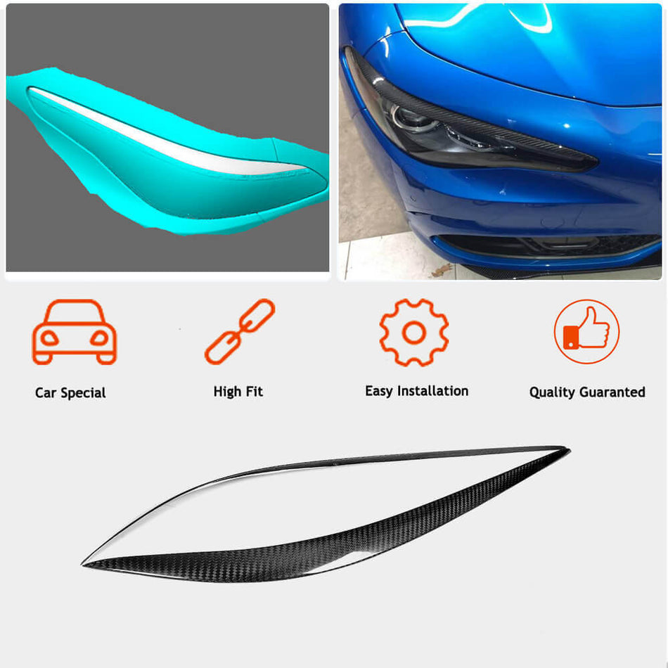 Alfa Romeo Giulia 952 2015-2020 Front Headlight Cover Eyelid Dry Carbon Fiber-Ahacarbon