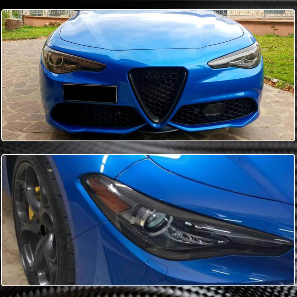 Alfa Romeo Giulia 952 2015-2020 Front Headlight Cover Eyelid Dry Carbon Fiber-Ahacarbon
