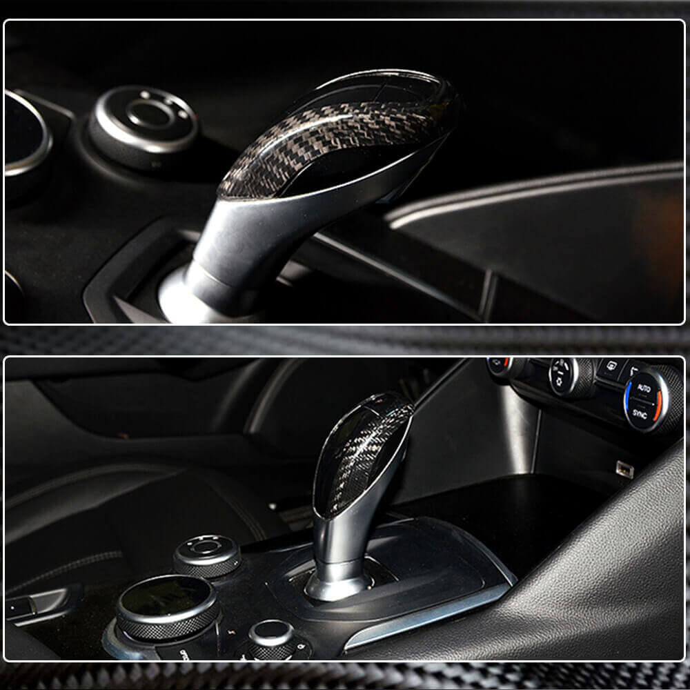 Alfa Romeo Giulia Stelvio 2015-2022 Gear Shift Knob Head Cover Dry Carbon Fiber-Ahacarbon