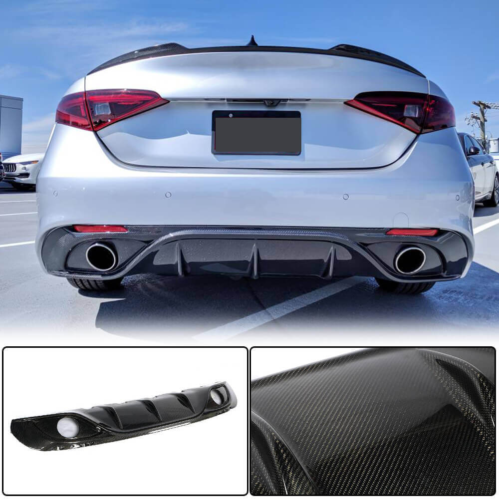 Alfa Romeo Giulia 952 Ti Sport 2015-2020 Rear Bumper Diffuser Carbon Fiber-Ahacarbon