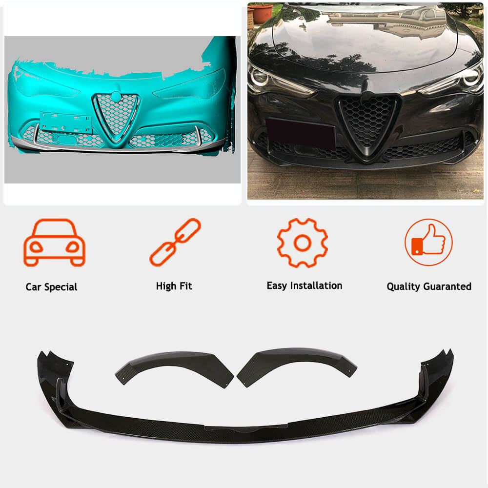 Alfa Romeo Stelvio 2017-2022 Front Bumper Lip Carbon Fiber/FRP-Ahacarbon