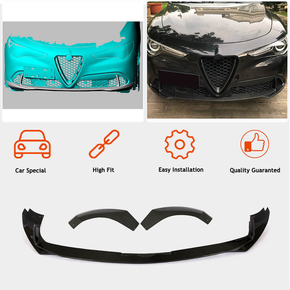 Alfa Romeo Stelvio 2017-2022 Front Bumper Lip Carbon Fiber/FRP-Ahacarbon