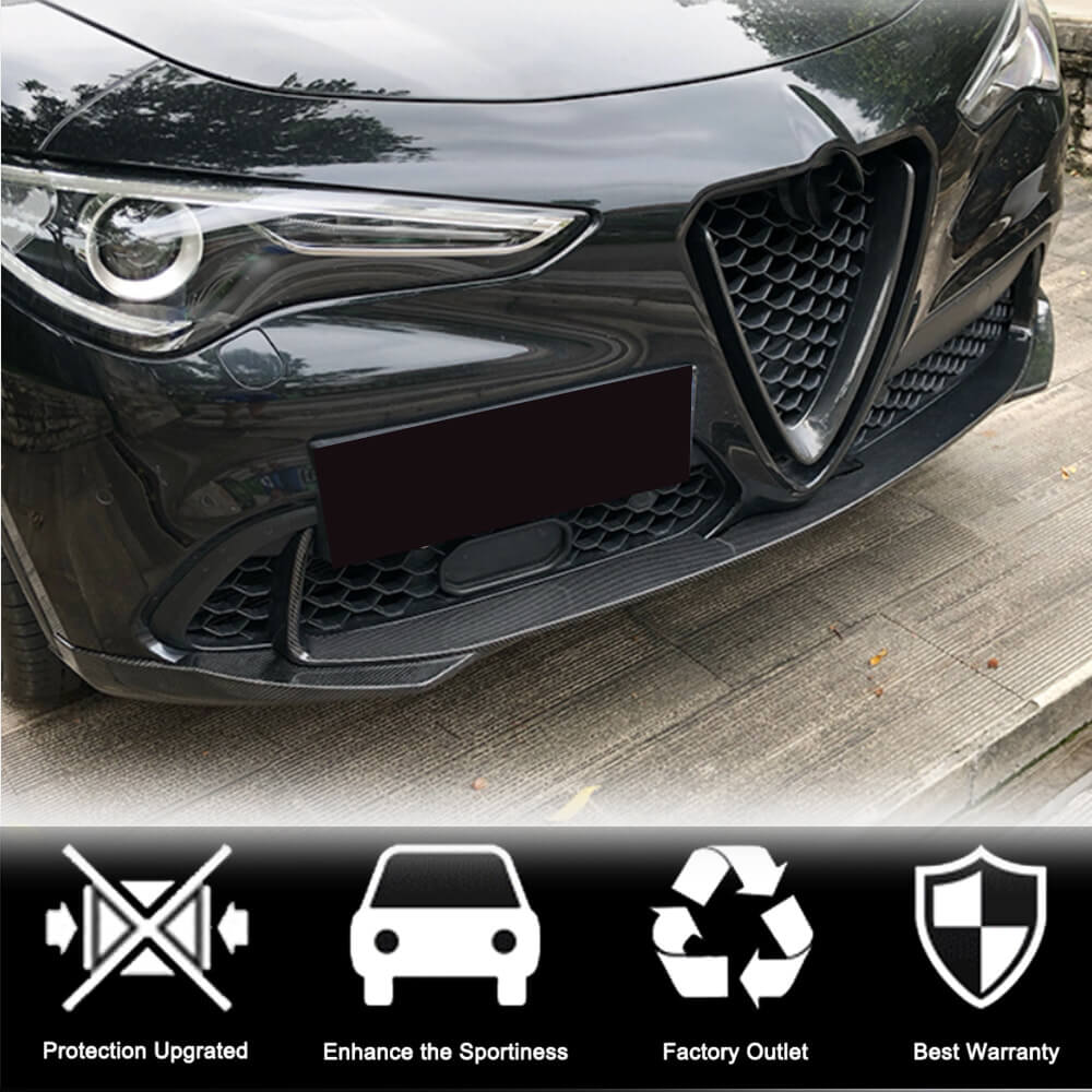 Alfa Romeo Stelvio 2017-2022 Front Bumper Lip Carbon Fiber/FRP-Ahacarbon