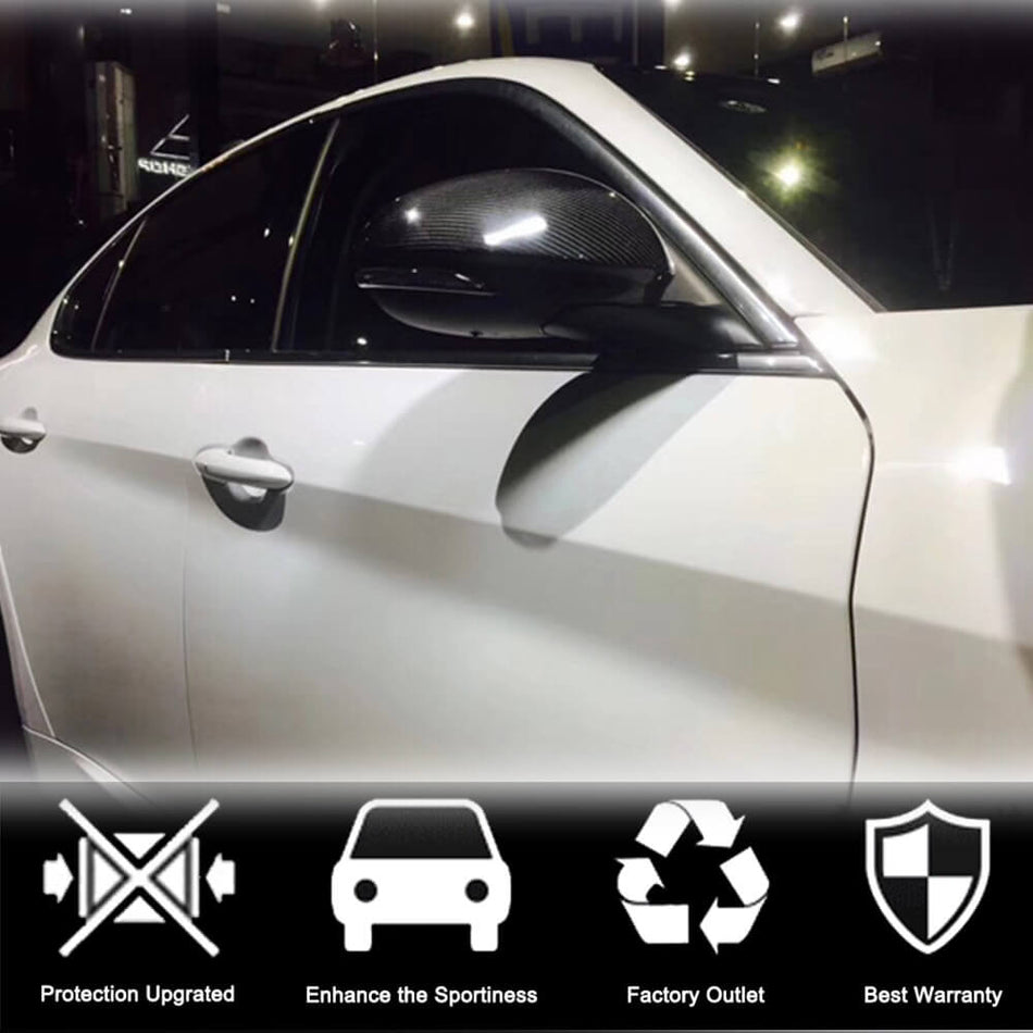 Alfa Romeo Stelvio 2017-2022 Mirror Covers Add-on Style Dry Carbon Fiber-Ahacarbon