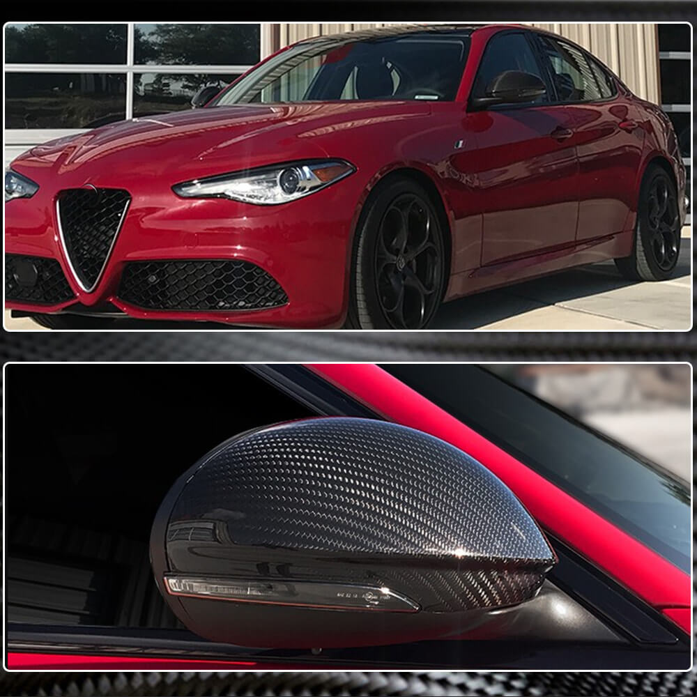 Alfa Romeo Stelvio 2017-2022 Mirror Covers Add-on Style Dry Carbon Fiber-Ahacarbon