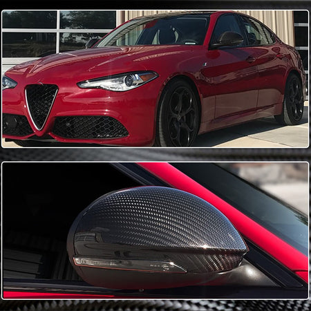 Alfa Romeo Stelvio 2017-2022 Mirror Covers Add-on Style Dry Carbon Fiber-Ahacarbon