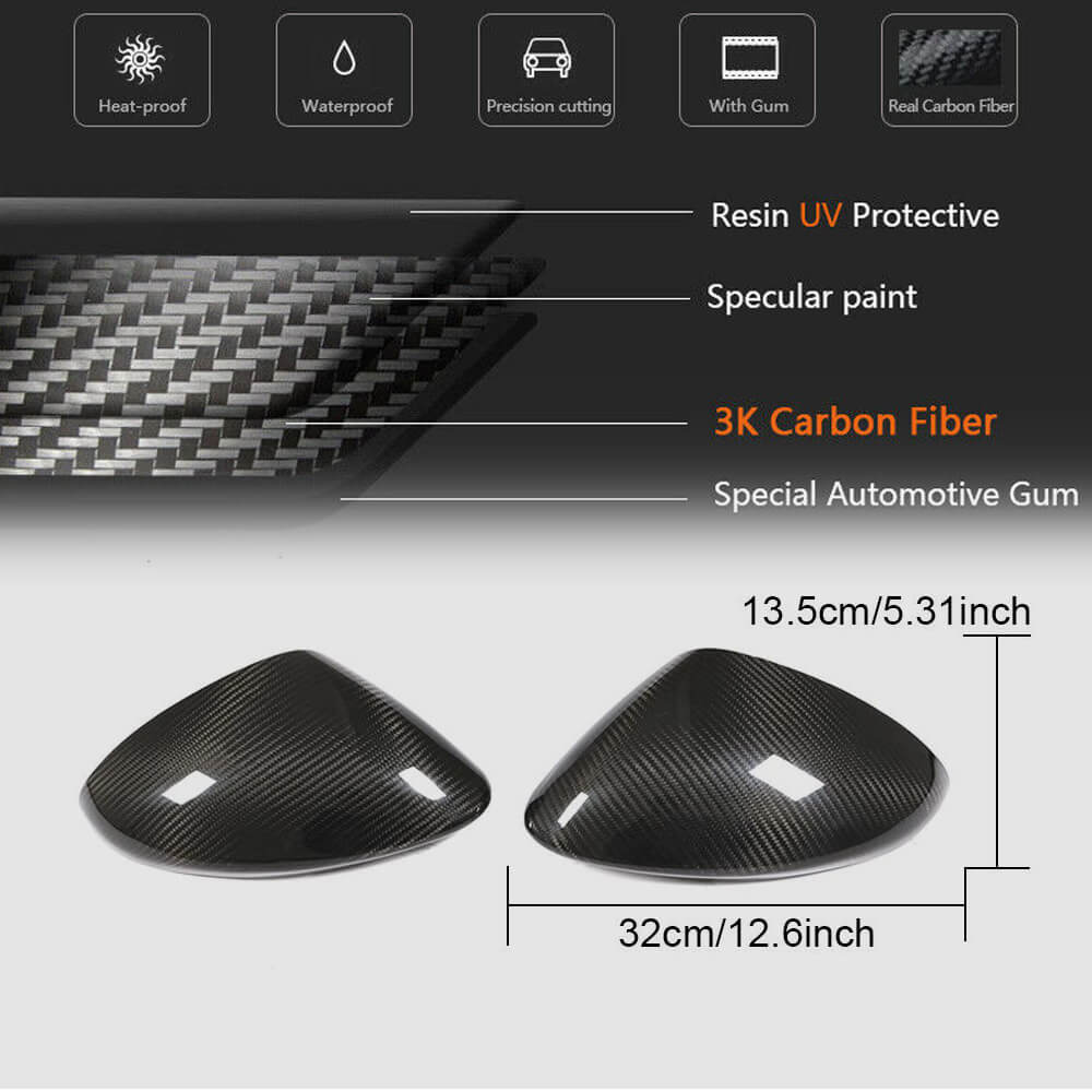 Alfa Romeo Stelvio 2017-2022 Mirror Covers Add-on Style Dry Carbon Fiber-Ahacarbon