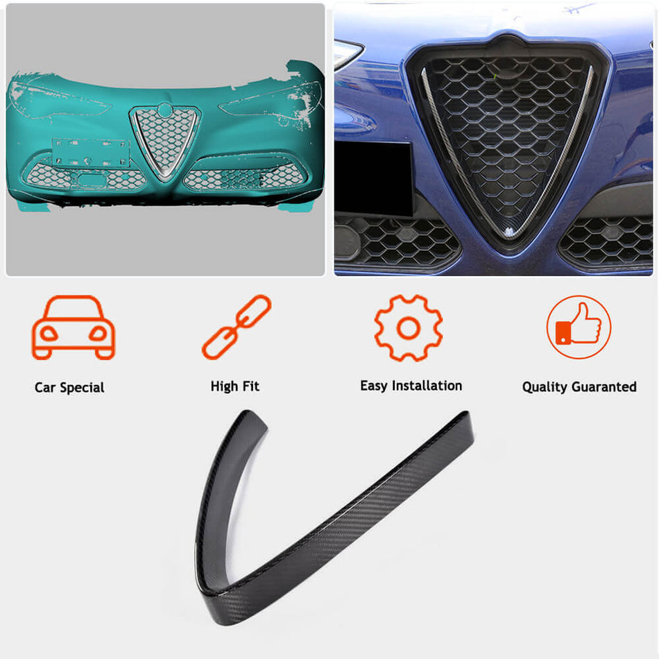 Alfa Romeo Stelvio Base 2017-2022 Front Grille Dry Carbon Fiber-Ahacarbon