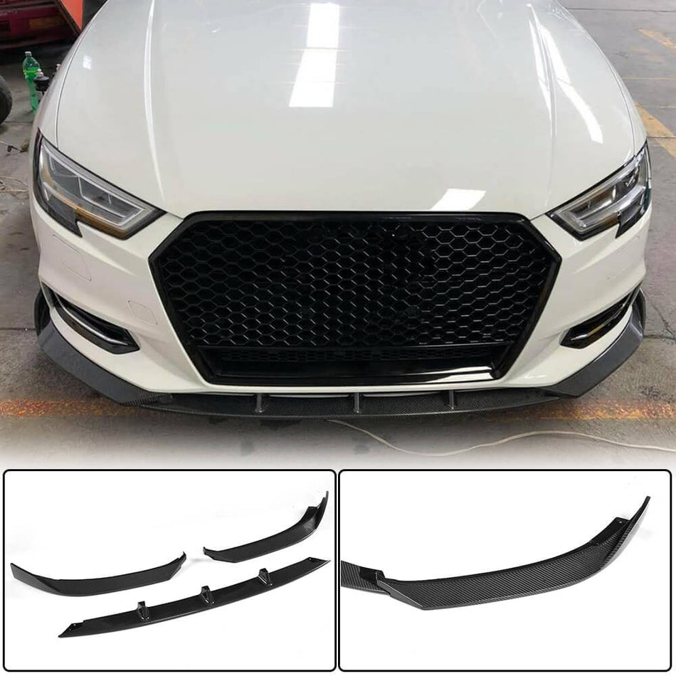 Audi A3 8V.5 Base Sedan Facelift 2017-2020 Carbon Fiber Front Bumper Lip Carbon Fiber-Ahacarbon