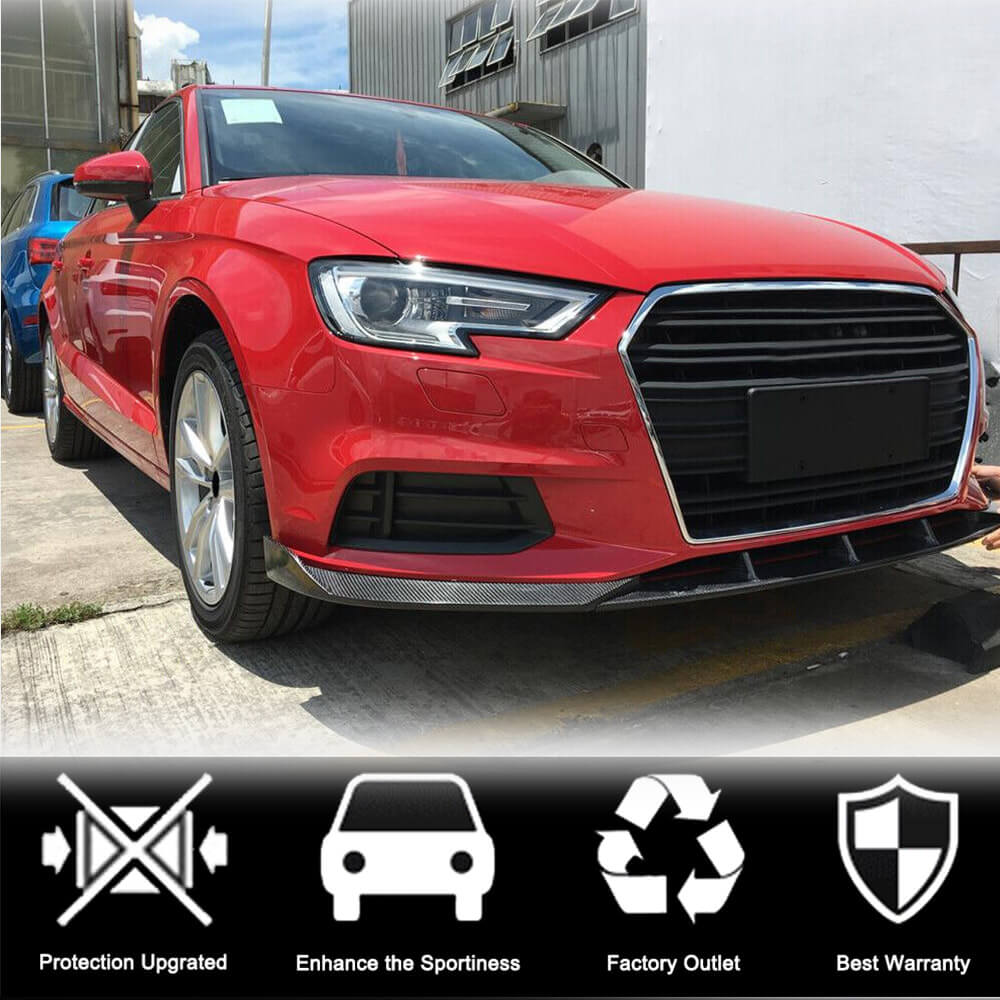 Audi A3 8V.5 Base Sedan Facelift 2017-2020 Carbon Fiber Front Bumper Lip Carbon Fiber-Ahacarbon