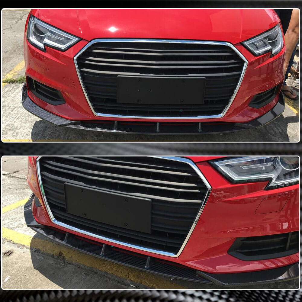 Audi A3 8V.5 Base Sedan Facelift 2017-2020 Carbon Fiber Front Bumper Lip Carbon Fiber-Ahacarbon