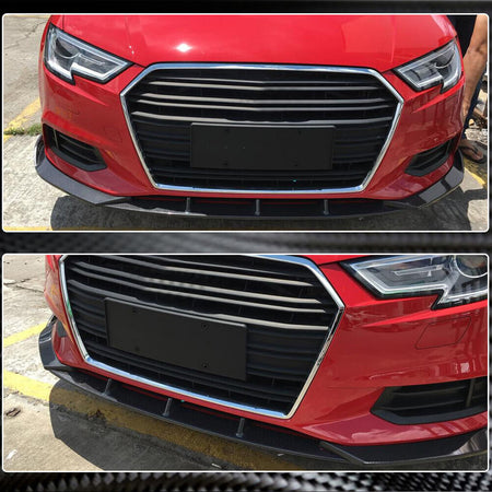 Audi A3 8V.5 Base Sedan Facelift 2017-2020 Carbon Fiber Front Bumper Lip Carbon Fiber-Ahacarbon