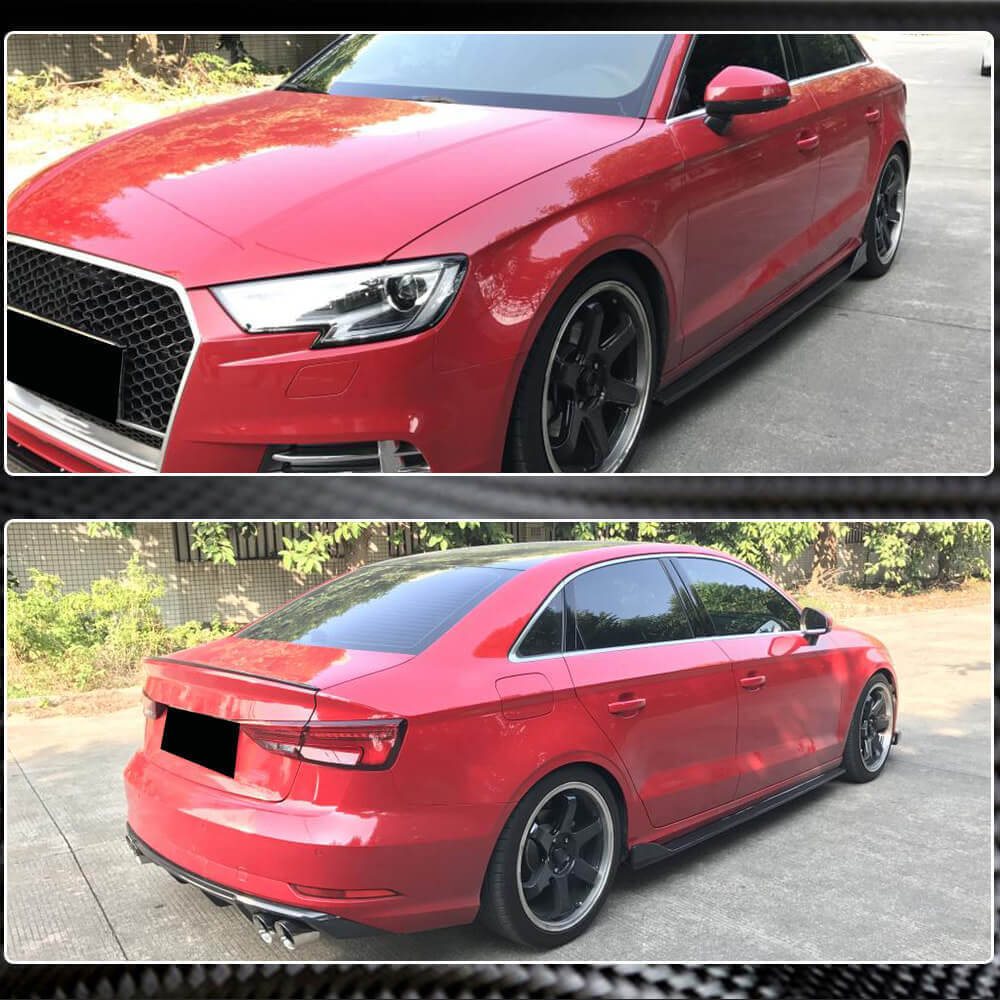 Audi A3 8V.5 Base Sedan Facelift 2017-2020 Side Skirts Carbon Fiber-Ahacarbon