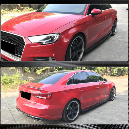 Audi A3 8V.5 Base Sedan Facelift 2017-2020 Side Skirts Carbon Fiber-Ahacarbon