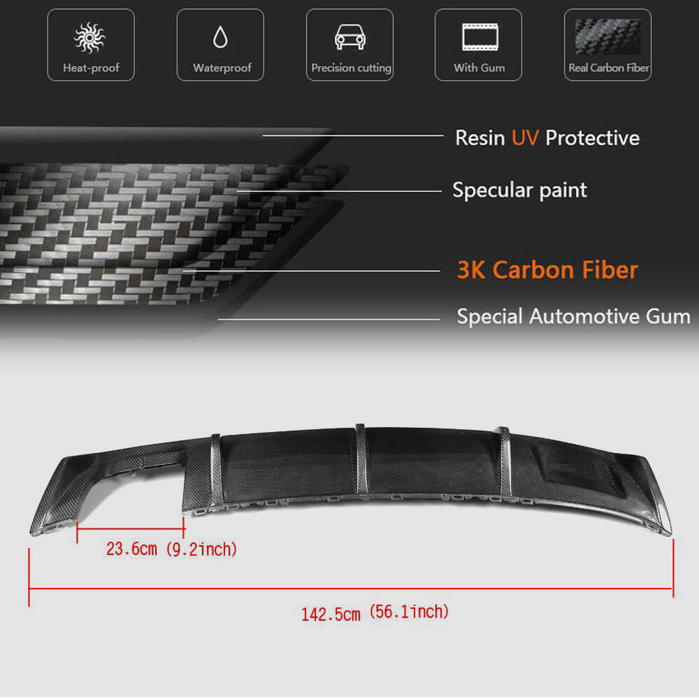 Audi A3 8V Base Sedan Pre-facelift 2014-2016 Rear Bumper Diffuser Carbon Fiber-Ahacarbon
