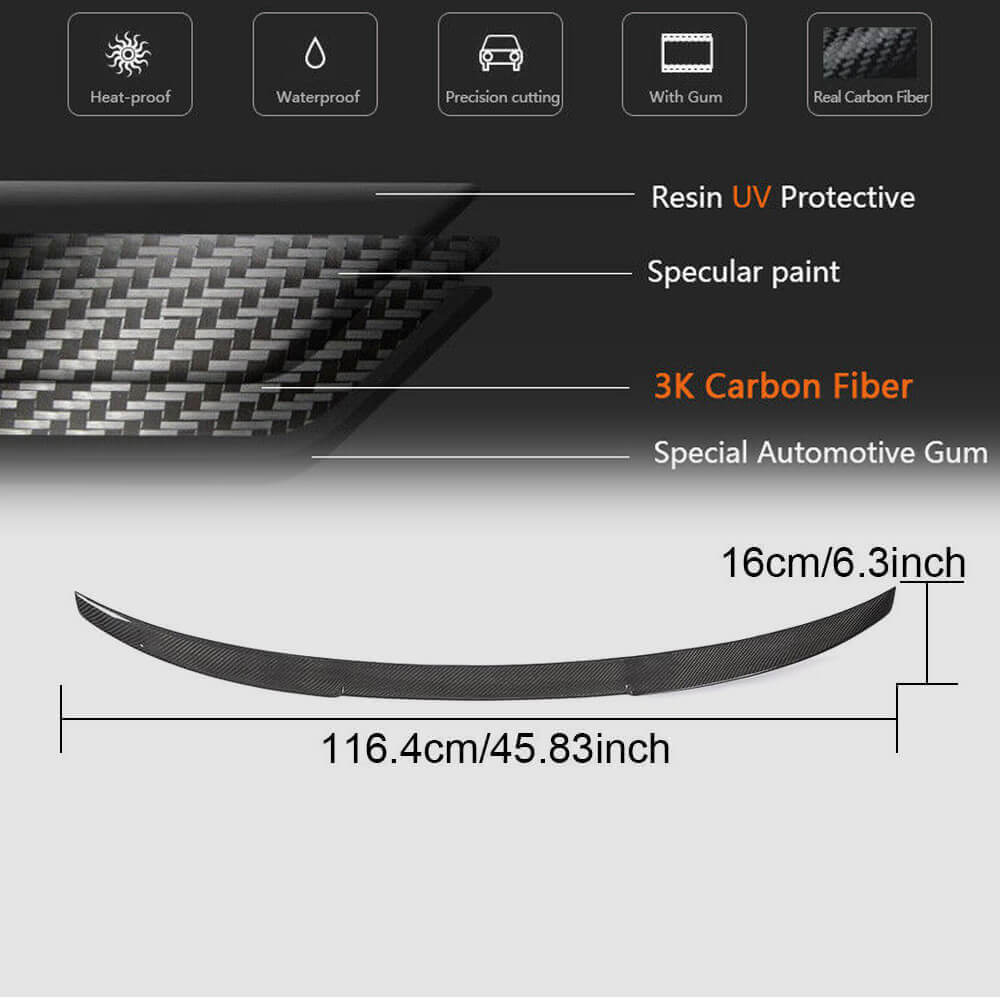 Audi A3 Sline S3 RS3 8V 8V.5 Sedan 2014-2020 Rear Trunk Spoiler Carbon Fiber-Ahacarbon
